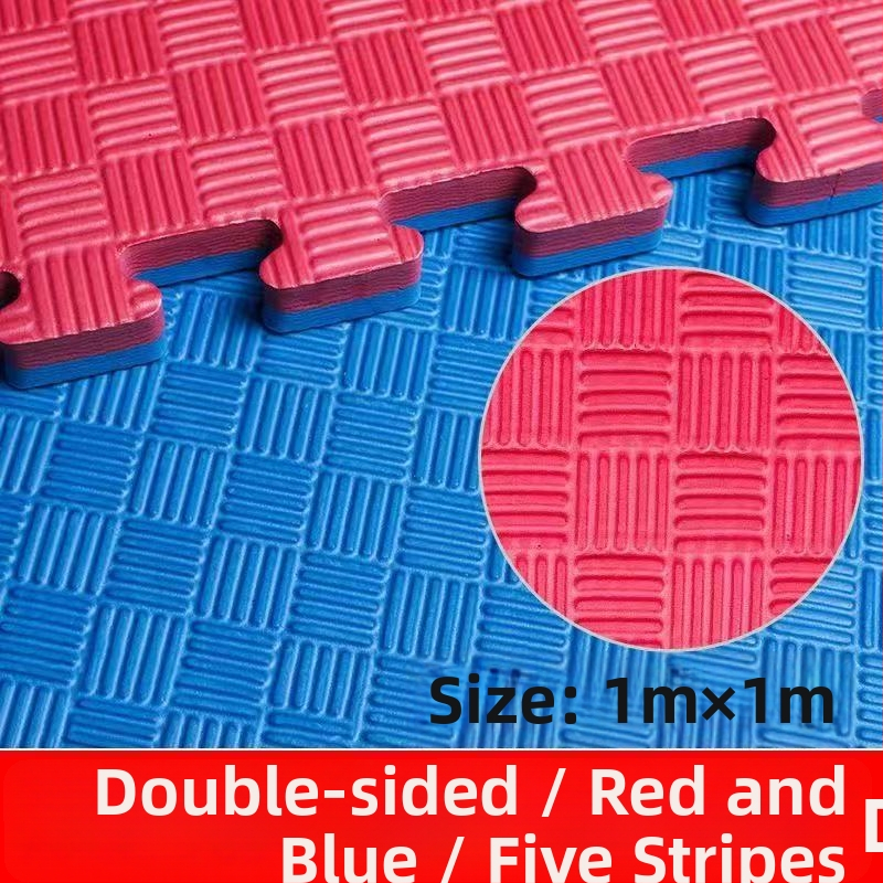 Тренировъчна подложка за фитнес и бойни изкуства — патчворк дизайн, квадратна форма, ивици, балонова пяна, машинно тъкане