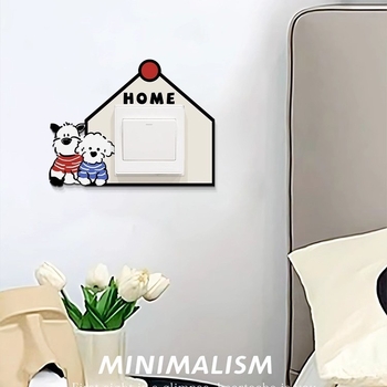 Akrilni karikaturalni zidni naljepnica za okvir utičnice, samoljepljivi 3D pokrov, 1 kom, Dnevni boravak