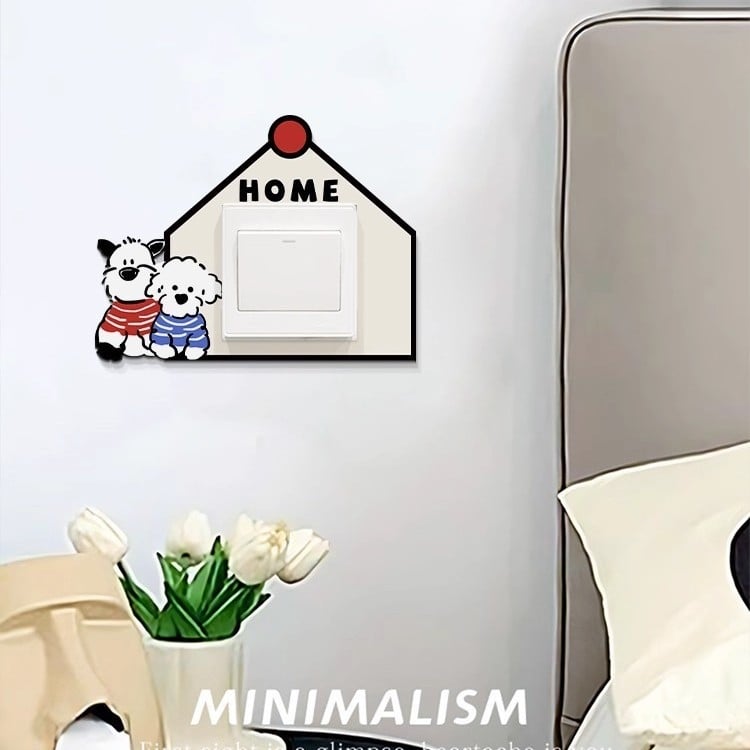 Akrilni karikaturalni zidni naljepnica za okvir utičnice, samoljepljivi 3D pokrov, 1 kom, Dnevni boravak