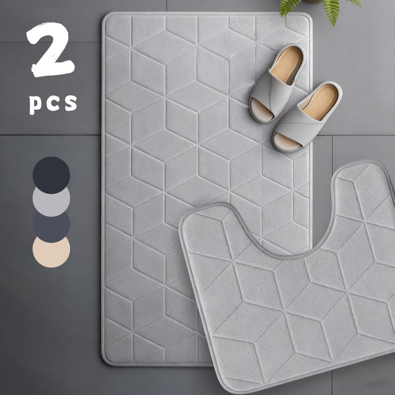 Dvije komponente seta: kupaonica i ulazni tepih – reljefni uzorak, poliesterska vlakna, pravokutni oblik, jednobojni, ručno pranje