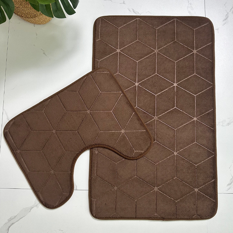 Dvije komponente seta: kupaonica i ulazni tepih – reljefni uzorak, poliesterska vlakna, pravokutni oblik, jednobojni, ručno pranje