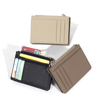 Zhennishi Portofel pentru carduri din piele naturală – Piele de vițel, Design urban minimalist, Portofel compact pentru carduri, Căptușeală Poliester