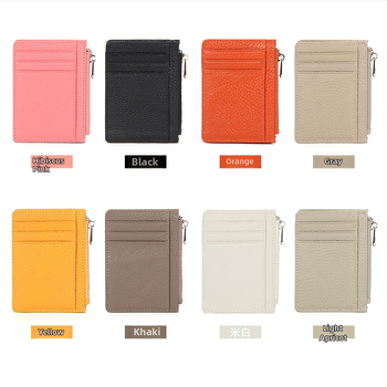 Zhennishi Portofel pentru carduri din piele naturală – Piele de vițel, Design urban minimalist, Portofel compact pentru carduri, Căptușeală Poliester