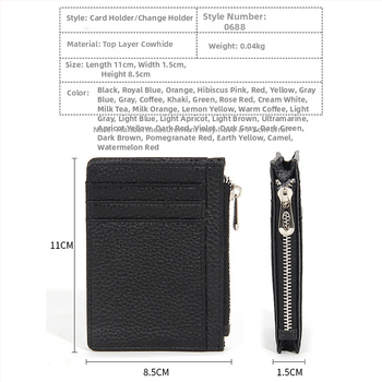 Zhennishi Portofel pentru carduri din piele naturală – Piele de vițel, Design urban minimalist, Portofel compact pentru carduri, Căptușeală Poliester