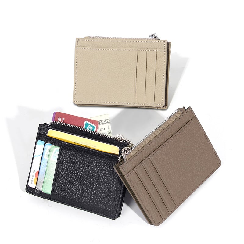 Zhennishi Portofel pentru carduri din piele naturală – Piele de vițel, Design urban minimalist, Portofel compact pentru carduri, Căptușeală Poliester