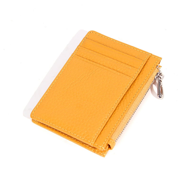 Zhennishi Portofel pentru carduri din piele naturală – Piele de vițel, Design urban minimalist, Portofel compact pentru carduri, Căptușeală Poliester