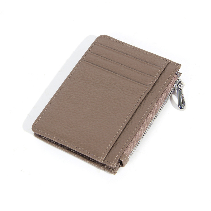 Zhennishi Portofel pentru carduri din piele naturală – Piele de vițel, Design urban minimalist, Portofel compact pentru carduri, Căptușeală Poliester
