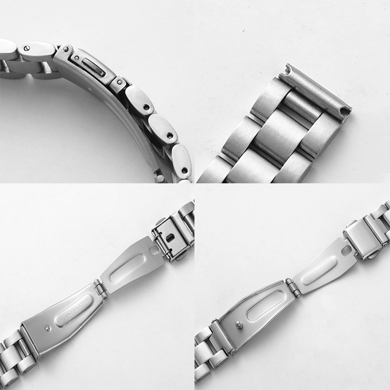 Метална каишка за Xiaomi Mi Band 567 поколение — универсална, неръждаема стомана, с три топчета, закопчаване със snap, интерфейс 12 мм