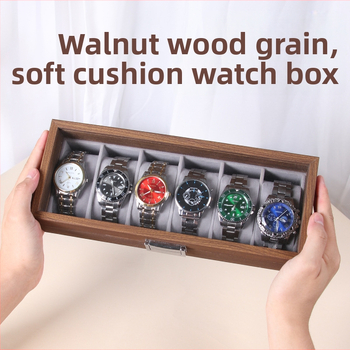 Кутия за часовници за показване - дървена, MDF+PU+цинкова сплав+стъкло, сглобяема, терминално опакована, за общо съхранение и бижута