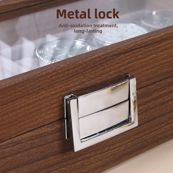 Кутия за часовници за показване - дървена, MDF+PU+цинкова сплав+стъкло, сглобяема, терминално опакована, за общо съхранение и бижута