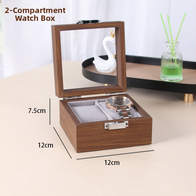 Кутия за часовници за показване - дървена, MDF+PU+цинкова сплав+стъкло, сглобяема, терминално опакована, за общо съхранение и бижута