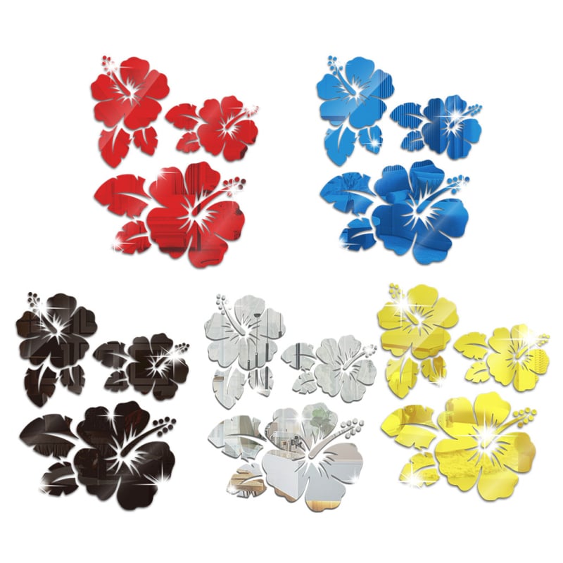 Rozes zieda akrila spoguļu sienas uzlīme SM227, 1 mm biezums, pašlīmējošs, dzīvojamā istaba/guļamistaba