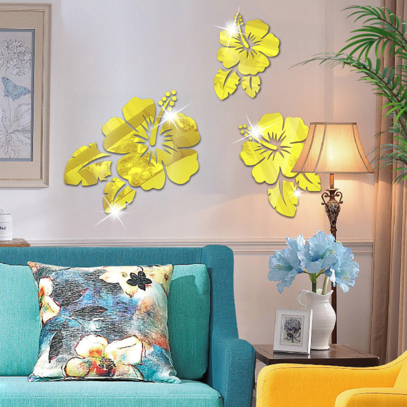 Rozes zieda akrila spoguļu sienas uzlīme SM227, 1 mm biezums, pašlīmējošs, dzīvojamā istaba/guļamistaba