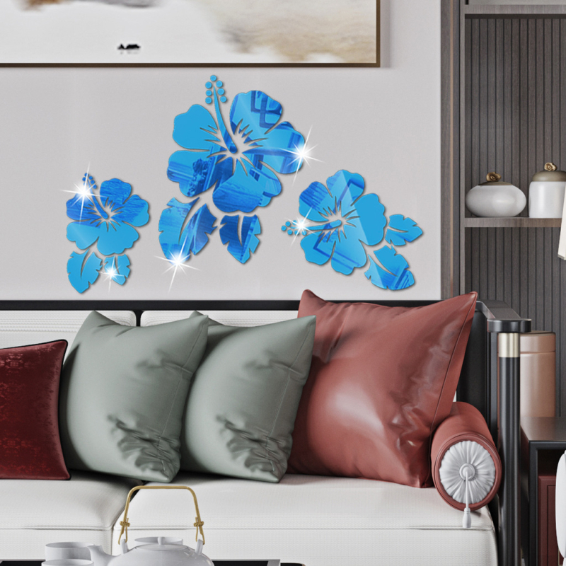 Rozes zieda akrila spoguļu sienas uzlīme SM227, 1 mm biezums, pašlīmējošs, dzīvojamā istaba/guļamistaba