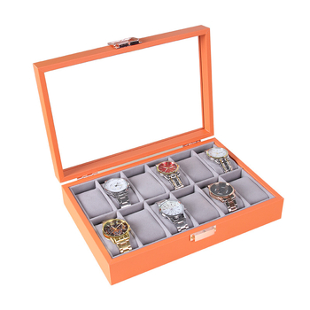 Кутия за съхранение на часовници, двуетажна конструкция, MDF и стъкло, кадифено покритие и цинкова сплав, свързана изработка, подаръчна и бижутерийна опаковка