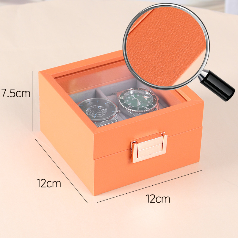 Кутия за съхранение на часовници, двуетажна конструкция, MDF и стъкло, кадифено покритие и цинкова сплав, свързана изработка, подаръчна и бижутерийна опаковка