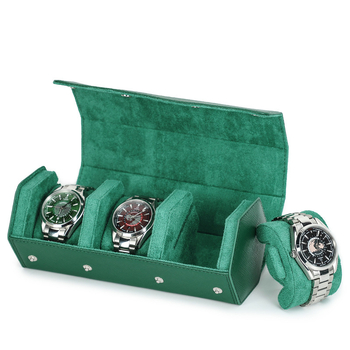 Тричастична шестостенна кожена кутия за часовници от топкожа, ръчна изработка, преносима за пътуване