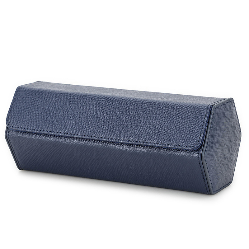 Тричастична шестостенна кожена кутия за часовници от топкожа, ръчна изработка, преносима за пътуване