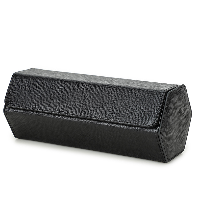 Тричастична шестостенна кожена кутия за часовници от топкожа, ръчна изработка, преносима за пътуване