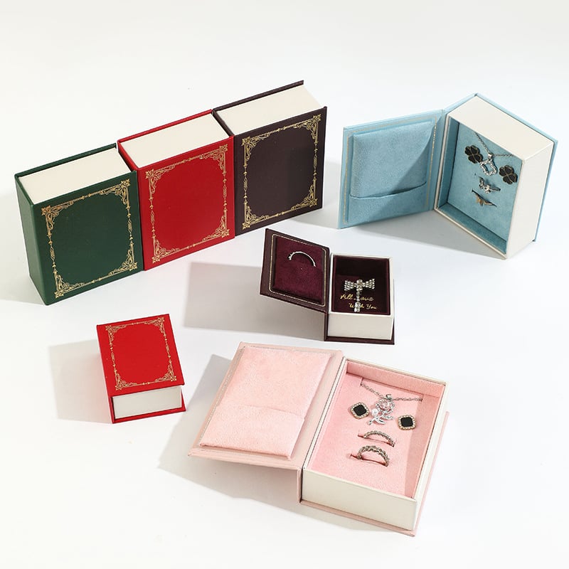 Kutija za nakit u obliku knjige sa poklopcem, prijenosna, model Large Book Storage Box, materijal Leather Paper + Velvet, čvrsta konstrukcija, stil Casual