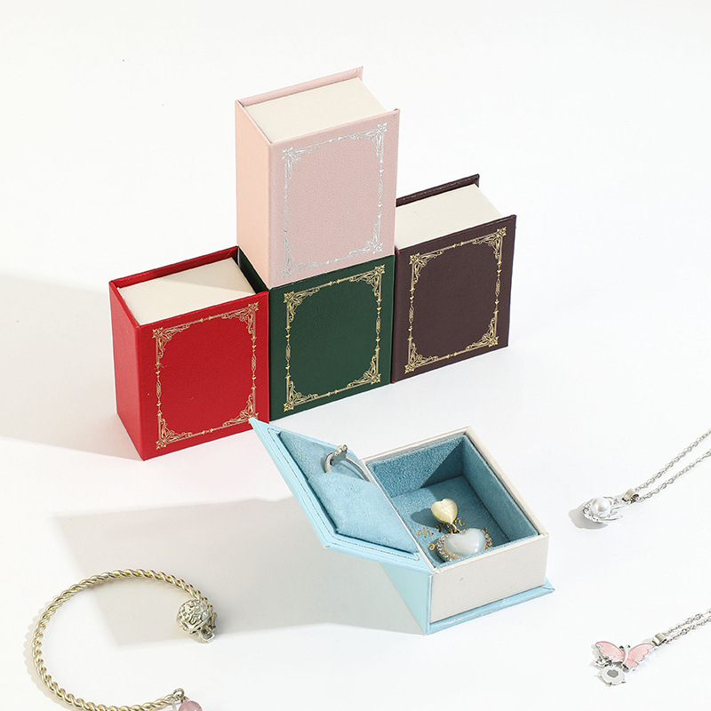 Kutija za nakit u obliku knjige sa poklopcem, prijenosna, model Large Book Storage Box, materijal Leather Paper + Velvet, čvrsta konstrukcija, stil Casual