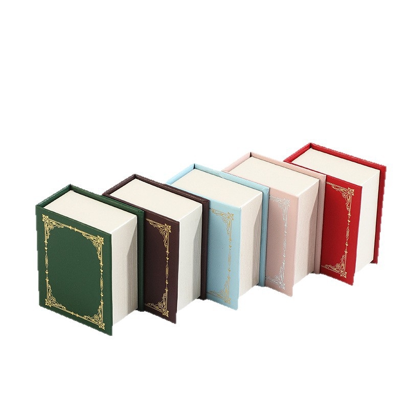 Kutija za nakit u obliku knjige sa poklopcem, prijenosna, model Large Book Storage Box, materijal Leather Paper + Velvet, čvrsta konstrukcija, stil Casual