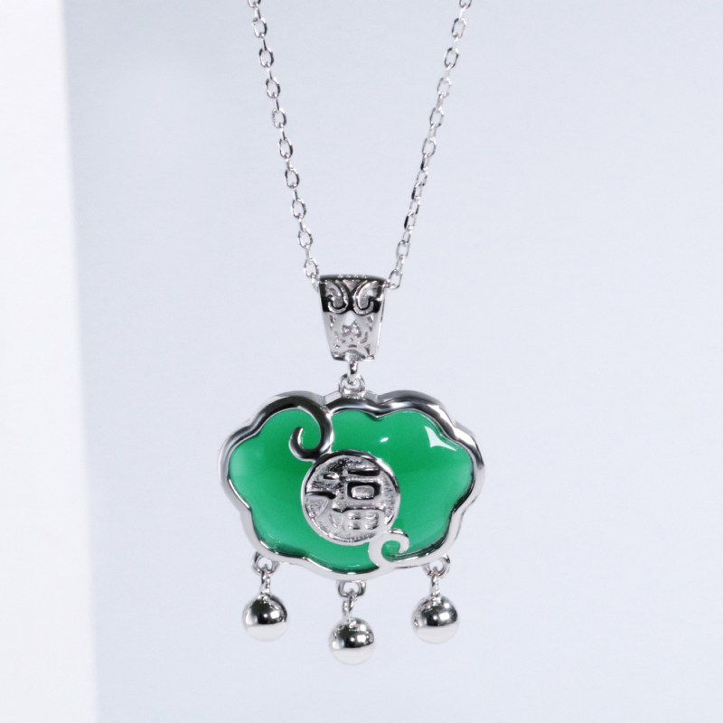 Happy Heart S925 srebrna ogrlica s dugotrajnim zatvaranjem za žene, križni lanac, kineski stil, umjetnički retro
