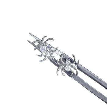 Обици с форма на паяк, G23 титаниева сплав, циркониеви кристали 5A, геометричен дизайн, унисекс