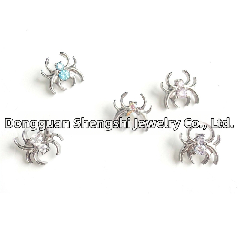 Pavúčie náušnice, G23 titanová zliatina, vsadené zirkóny 5A, geometrický dizajn, unisex