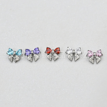 Обеци - форма лък, титиева сплав за импланти ASTM F-136, обработка с диаманти, унисекс корейски стил