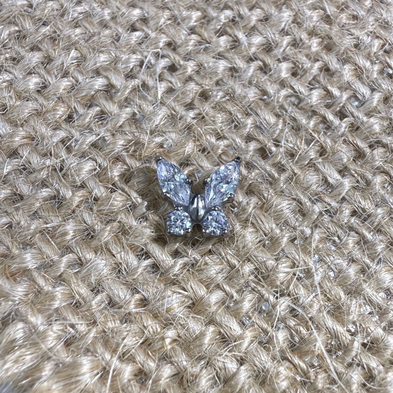 Пеперудени титанови обеци с циркон, титиева сплав Grade 23