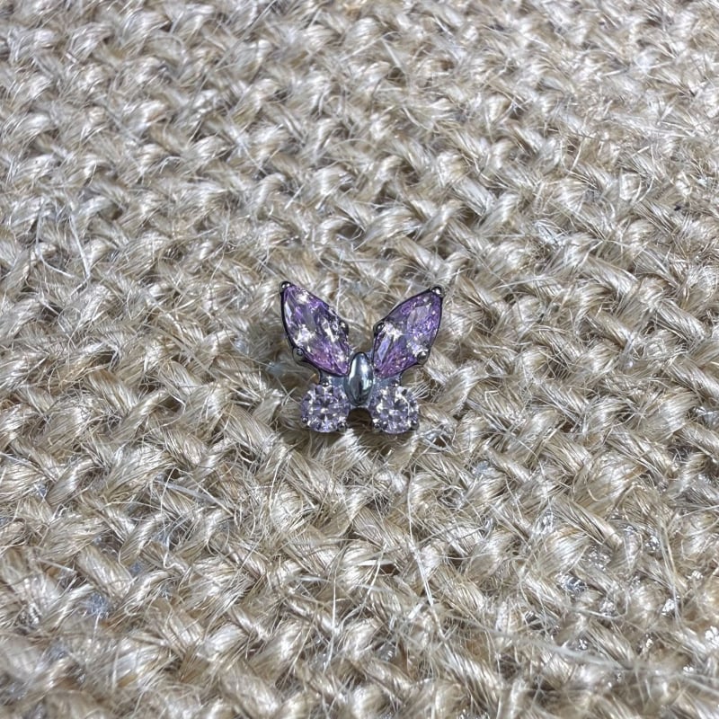 Пеперудени титанови обеци с циркон, титиева сплав Grade 23