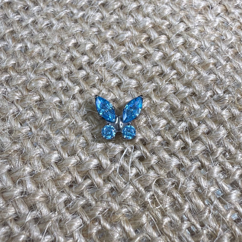 Пеперудени титанови обеци с циркон, титиева сплав Grade 23