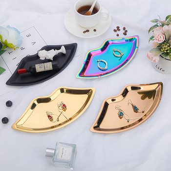 Метална тава за бижута и козметика, Nordic стил, нерегулярна форма, неръждаема стомана, вакуумно покритие, печат на лого