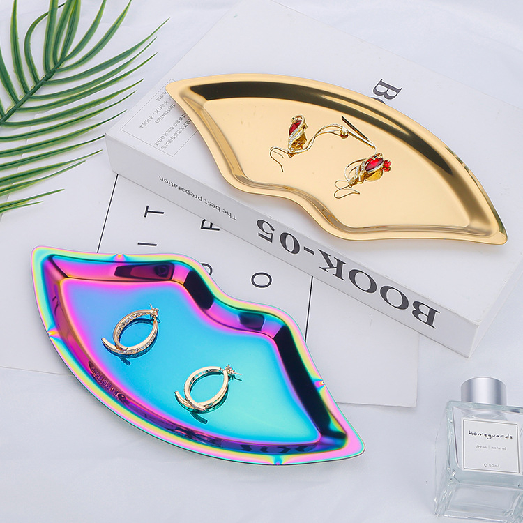 Метална тава за бижута и козметика, Nordic стил, нерегулярна форма, неръждаема стомана, вакуумно покритие, печат на лого