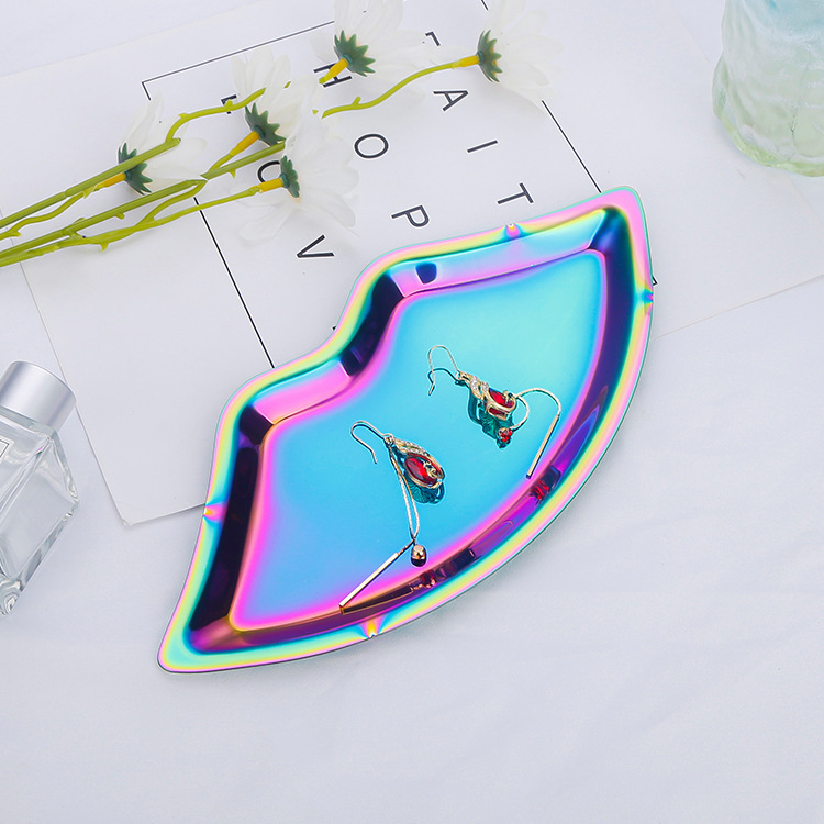 Метална тава за бижута и козметика, Nordic стил, нерегулярна форма, неръждаема стомана, вакуумно покритие, печат на лого