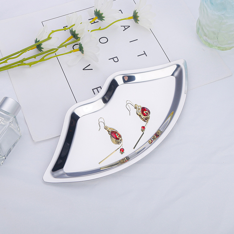 Метална тава за бижута и козметика, Nordic стил, нерегулярна форма, неръждаема стомана, вакуумно покритие, печат на лого