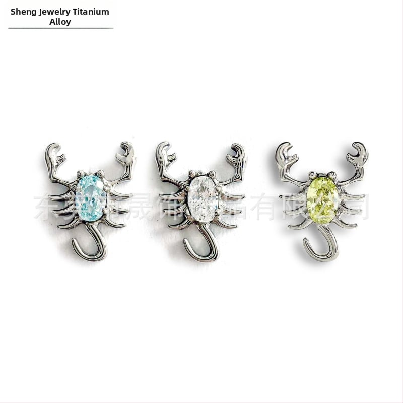 Skorpionu auss studij ar cirkoniju iekšējā vītnes, G23 titāns, ģeometrisks dizains, universāls