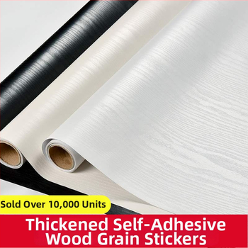 Tapet autocolant cu aspect lemn pentru renovarea mobilierului; rezistent la umezeală; stil simplu și modern; potrivit pentru dulapuri, birouri și uși.