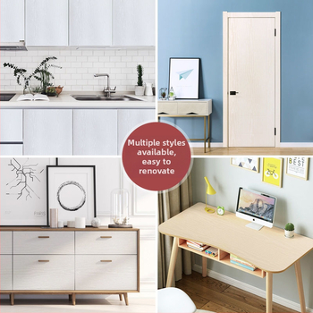 Tapet autocolant cu aspect lemn pentru renovarea mobilierului; rezistent la umezeală; stil simplu și modern; potrivit pentru dulapuri, birouri și uși.