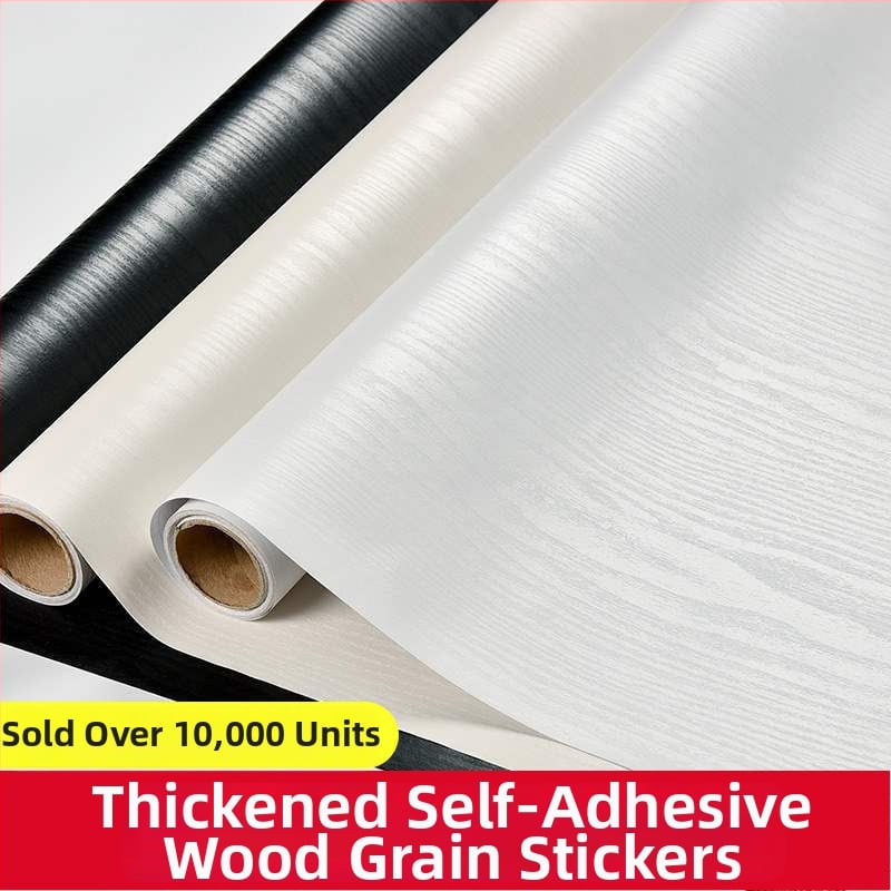 Tapet autocolant cu aspect lemn pentru renovarea mobilierului; rezistent la umezeală; stil simplu și modern; potrivit pentru dulapuri, birouri și uși.