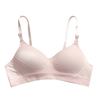 Sutien din bumbac pentru eleve — cupă 3/4, cupă subțire modelată cu burete, fără underwire, închidere în spate cu trei rânduri de cârlige, bretele fixe duble, respirabil și susținător