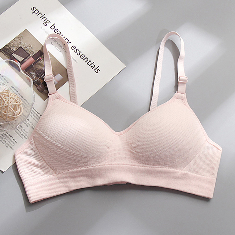 Sutien din bumbac pentru eleve — cupă 3/4, cupă subțire modelată cu burete, fără underwire, închidere în spate cu trei rânduri de cârlige, bretele fixe duble, respirabil și susținător