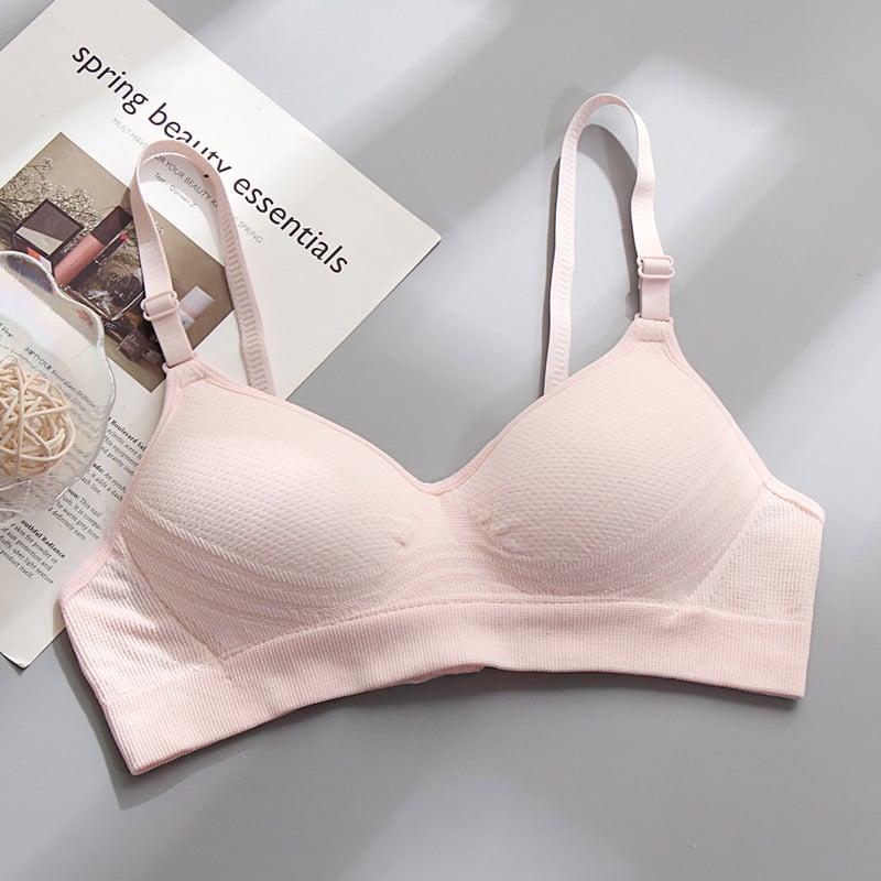 Sutien din bumbac pentru eleve — cupă 3/4, cupă subțire modelată cu burete, fără underwire, închidere în spate cu trei rânduri de cârlige, bretele fixe duble, respirabil și susținător