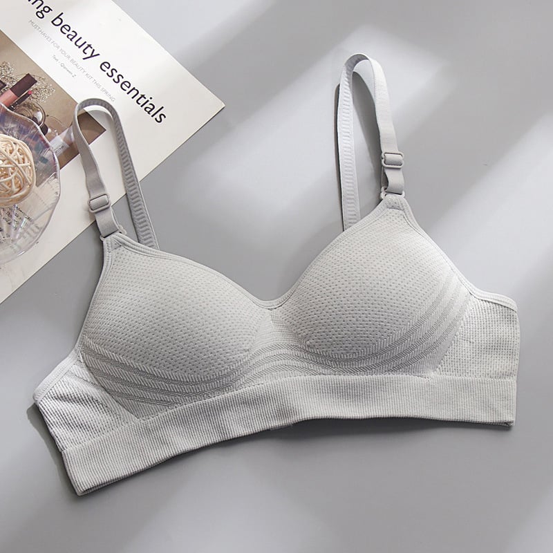 Sutien din bumbac pentru eleve — cupă 3/4, cupă subțire modelată cu burete, fără underwire, închidere în spate cu trei rânduri de cârlige, bretele fixe duble, respirabil și susținător