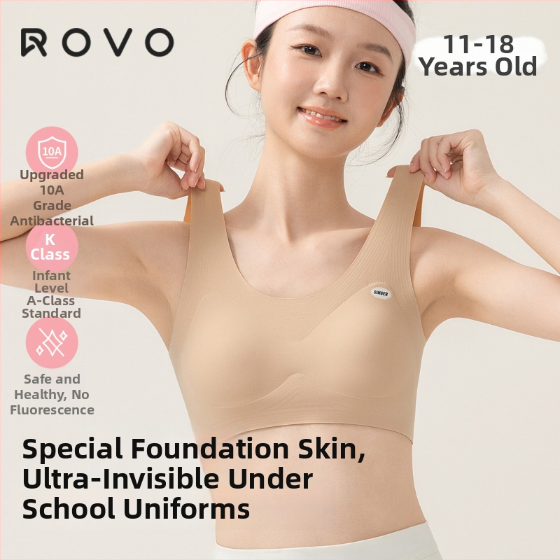 Bustier sport pentru fete, din nylon, pentru vârsta 11–18 ani, cupă completă cu cupe turnate subțiri, dintr-o bucată, bretele fixe