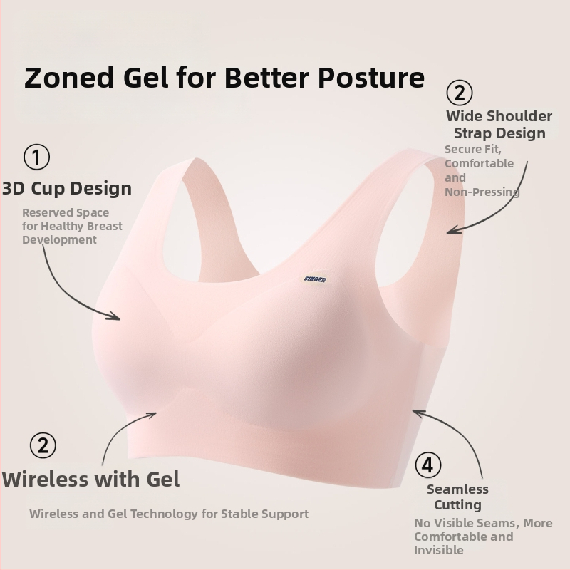 Bustier sport pentru fete, din nylon, pentru vârsta 11–18 ani, cupă completă cu cupe turnate subțiri, dintr-o bucată, bretele fixe