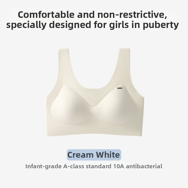 Bustier sport pentru fete, din nylon, pentru vârsta 11–18 ani, cupă completă cu cupe turnate subțiri, dintr-o bucată, bretele fixe