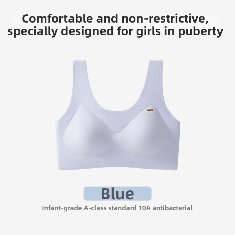 Bustier sport pentru fete, din nylon, pentru vârsta 11–18 ani, cupă completă cu cupe turnate subțiri, dintr-o bucată, bretele fixe