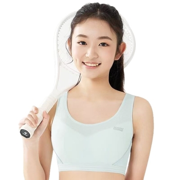 Bustier sport pentru fete pentru alergare, material din bumbac respirant, cupe 3/4, insertie subțire modelată, bretele fixe, pentru vârsta 13–18.